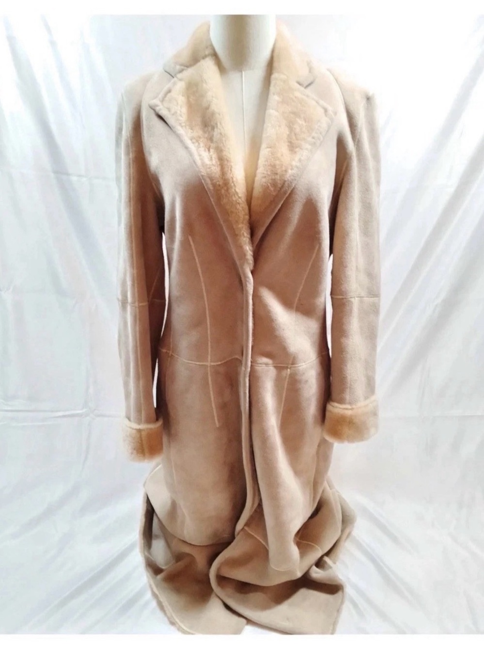 💫 Designer LOEWE €8900 mid-weight   shearling lambskin long trench coat IT42 US6
